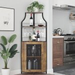 Meuble bar dangle avec casier � vin amovible armoire � vin industrielle avec porte - verres et porte ...