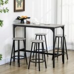 Meuble bar ensemble table bar industriel 5 pièces - table cuisine + 4 tabourets - salle à manger métal ... Meuble bar ensemble table bar industriel 5 pièces - table cuisine + 4 tabourets - salle à manger métal ...