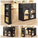Meuble bar extensible rotatif 360° avec rangement bouteilles et verres table de bar Îlot de cuisine noir ... Meuble bar extensible rotatif 360° avec rangement bouteilles et verres table de bar Îlot de cuisine noir ...