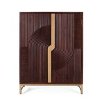 Meuble bar - giner y colomer - bois de manguier - m�tal - 2 portes - teinte cerisier