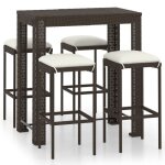 Meuble de bar de jardin - ensemble table et chaises - 5 pcs et coussins r�sine tress�e marron(36132) ...