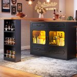 Meuble de bar moderne - modernluxe - rotatif � 360� - 203x39x93 cm - 4 tiroirs + 2 portes - �tag�res ...