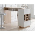 Meuble de bar avec rangements - blanc et naturel - anoski Meuble de bar avec rangements - blanc et naturel - anoski