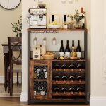 Meuble bar � vin � 3 niveaux avec led casier � vin avec porte - verres et porte grillag�e 12 bouteilles ...