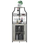 Meuble bar � vin armoire comptoir fran�aise - armoire � vin dangle - 45 bouteilles - 45x45x152cm gris ...