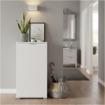 Meuble bas blanc 1 porte armoire multiusage avec �tag�re ajustable pr�t � l?emploi pour salle de bain ...