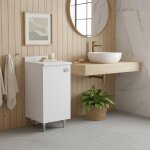 Meuble bas blanc 1 porte armoire de rangement moderne avec �tag�re r�glable livr� mont� pour salle de ...