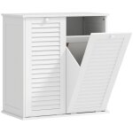 Meuble bas commode sdb blanc 70x38x73cm avec 2 paniers � linge poign�es et portes persiennes meuble de ...