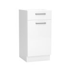 Meuble bas de cuisine avec 1 porte et 1 tiroir coloris blanc - longueur 40 x profondeur 4460 x hauteur ...