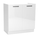 Meuble bas de cuisine  2 portes coloris blanc - longueur 80 x profondeur 4460 x hauteur 82 cm