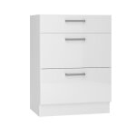 Meuble bas de cuisine avec 3 tiroirs coloris blanc - longueur 60 x profondeur 4460 x hauteur 82 cm