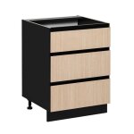 Meuble bas de cuisine avec 3 tiroirs roma - noir / beige - l 60 x h 81 x p 45 cm Meuble bas de cuisine avec 3 tiroirs roma - noir / beige - l 60 x h 81 x p 45 cm
