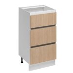 Meuble bas de cuisine - deconation - roma - 3 tiroirs - bois - beige - design moderne