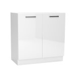 Meuble bas de cuisine �quip� avec 2 portes coloris blanc - longueur 80 x profondeur 4460 x hauteur 82 ...