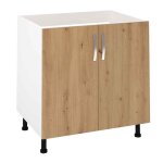 Meuble bas de cuisine pour évier avec 2 portes coloris chêne albar - hauteur 85 x longueur 80 x profondeur ... Meuble bas de cuisine pour évier avec 2 portes coloris chêne albar - hauteur 85 x longueur 80 x profondeur ...