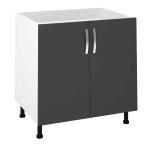 Meuble bas de cuisine pour évier avec 2 portes coloris gris - hauteur 85 x longueur 80 x profondeur 58 ... Meuble bas de cuisine pour évier avec 2 portes coloris gris - hauteur 85 x longueur 80 x profondeur 58 ...