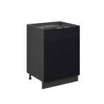 Meuble bas de cuisine fame - line 60cm sans pt noir ray� anthracite vicco