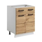 Meuble bas de cuisine avec tiroir rita - naturel / blanc - l 60 x h 82 cm