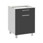Meuble bas de cuisine avec tiroir salma - gris graphite / blanc - l 60 x h 81 cm