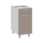 Meuble bas de cuisine - deconation - salma - taupe / blanc - l 40 x h 81 cm - tiroir spacieux