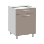 Meuble bas de cuisine avec tiroir salma - taupe / blanc - l 60 x h 81 cm