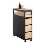 Meuble bas de rangement salle de bain sur roulettes bzr54 - sch sobuy - 1 plateau amovible et 3 tiroirs ...