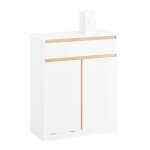 Sobuy meuble bas salle de bain 71x33x85 cm armoire  linge avec 1 tiroir et panier amovible mdf blanc ...