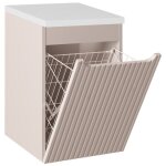 Meuble bas de salle de bain nova cachemire avec panier � linge et plan blanc 40 cm