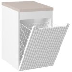 Meuble bas de salle de bain nova blanc avec panier � linge et plan cachemire 40 cm