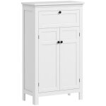 Meuble bas salle de bain style classique chic 2 portes 2 �tag�res tiroir blanc