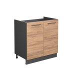 Meuble bas sous - �vier fame - line 80cm sans pt ch�ne de force dor� / anthracite vicco 38298