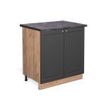 Meuble bas sous - �vier fame - line 80cm avec �tag�re pt anthracite anthracite - or ch�ne de force dor� ...