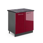 Meuble bas sous - �vier fame - line 80cm pt anthracite rouge bordeaux haute brillance anthracite vicco ...