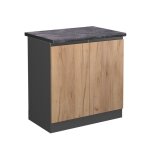 Meuble bas sous - évier r - line 80 cm pt anthracite chêne de force doré vicco Meuble bas sous - évier r - line 80 cm pt anthracite chêne de force doré vicco