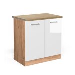 Meuble bas sous - évier r - line 80cm pt chêne blanc haute brillance chêne de force doré vicco Meuble bas sous - évier r - line 80cm pt chêne blanc haute brillance chêne de force doré vicco