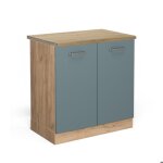 Meuble bas sous - vier r - line 80cm pt chne bleu - gris chne de force dor vicco