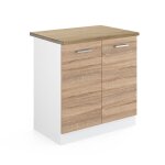 Meuble bas sous - �vier r - line 80cm pt ch�ne sonoma blanc vicco