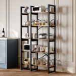 Meuble bibliotheque � cinq niveaux - �tag�re ouvertes - biblioth�que rangement en m�tal et panneaux de ...