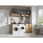 Meubles de buanderie pour machine  laver avec plan de travail - l182 cm - anthracite et naturel clair ...