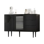 Meuble buffet bahut bas salon salle a manger rangement - style modern bois noir avec 3 tiroirs et 2 portes ...