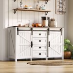 Meuble buffet de cuisine blanc avec rangement 2 portes et 4 tiroirs salle a manger - style contemporain ...