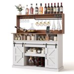 Meuble buffet cuisine salle a manger avec rangement - bar � caf� avec porte - verre et prises (2�ac 2�usb) ...