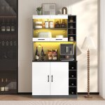 Meuble buffet haut de cuisine blanc avec �clairage led salle a manger en bois - style contemporain - ...