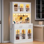 Meuble buffet haut de cuisine avec �clairage led et prise salle a manger en bois - style contemporain ...