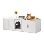 Meuble cache bac � liti�re pour 2 chats - vevor - 147 x 046 x 045 m - armoire spacieuse pour bac � liti�re ...