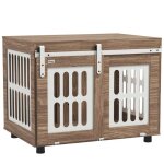 Meuble cage pour chien - pawhut - avec porte coulissante pieds r�glables - bonne ventilation - pour chien ...