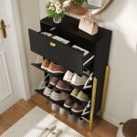 Meuble  chaussures 1 tiroir 2 portes noir finition meuble dentre style modern 65x25x120. 5cm armoire ...