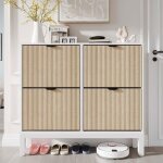 Meuble � chaussures 100 x 91 x 24 cm avec 4 portes tiroir de rangement �tag�re jusqu� 20 paires de chaussures ...