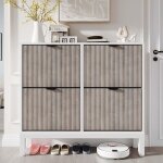 Meuble  chaussures 100 x 91 x 24 cm avec 4 portes tiroir de rangement tagre jusqu 20 paires de chaussures ...