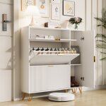 Meuble � chaussures 110 cm avec trois portes pliantes poign�es et pieds dor�s adapt� aux couloirs et ...